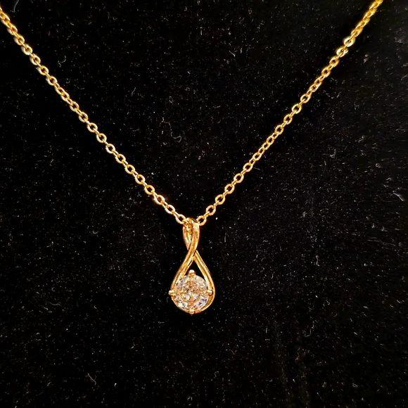 Certified 2 Carat Moissanite 18k Gold Plated Over Sterling Silver Necklace - Picture 5 of 12